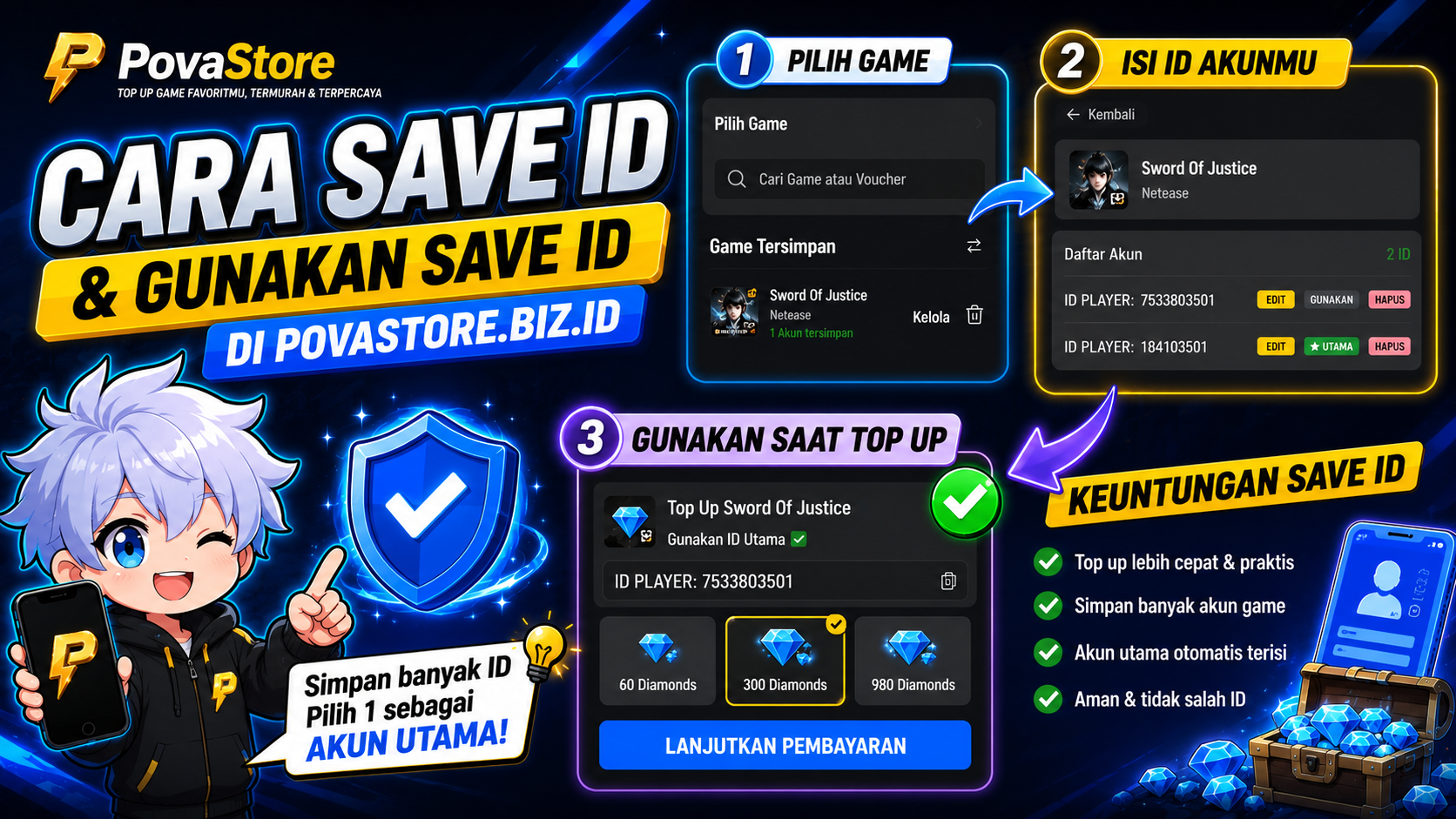 Cara Menggunakan Fitur Save ID di PovaStore